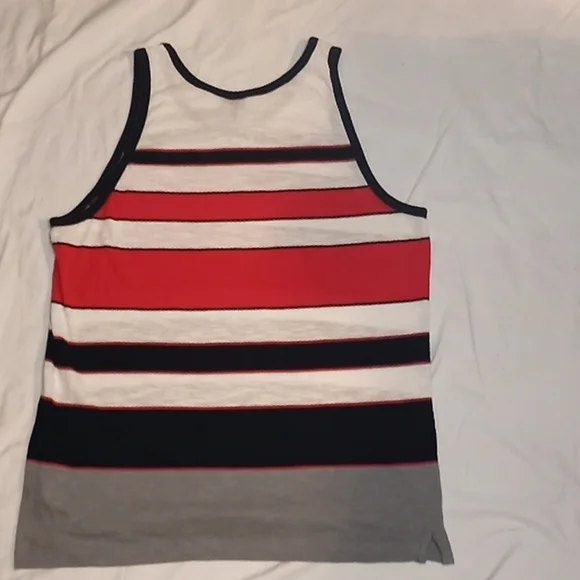 4/$15 Ocean Current Men's Tank Top XL Black Red White Grey Stripes EUC - Picture 3 of 5